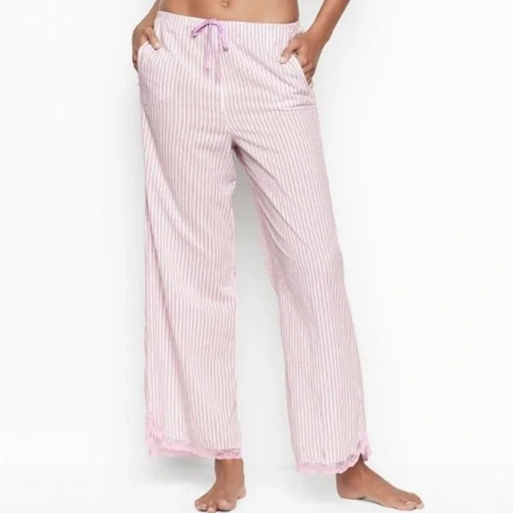 Pajama Sets Striped Pajama Pink Satin Pyjama Bottoms Victoria's